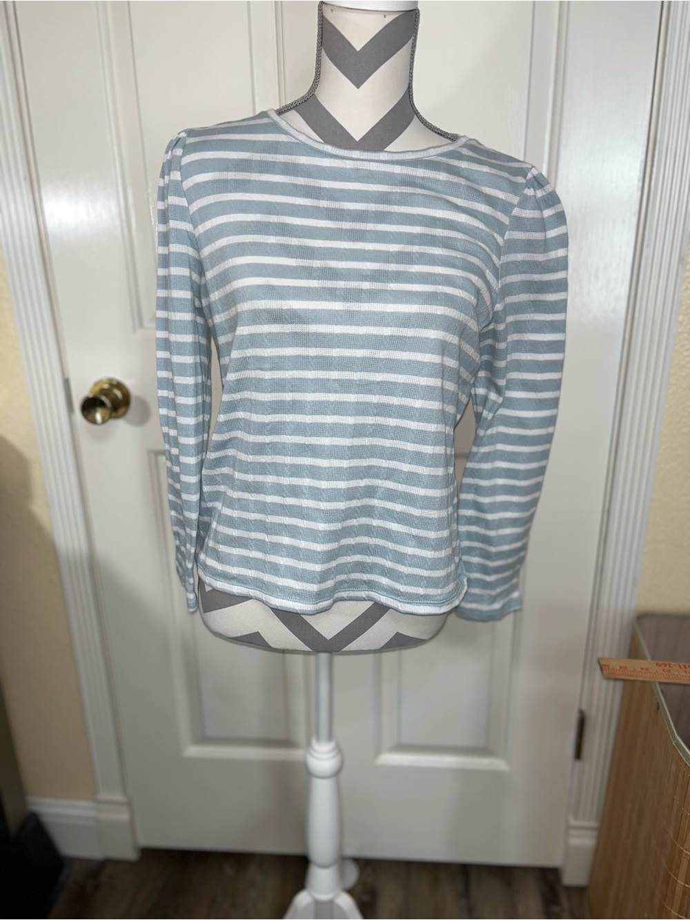 croft & barrow Light Blue & White Striped Long-Sleeve Tee